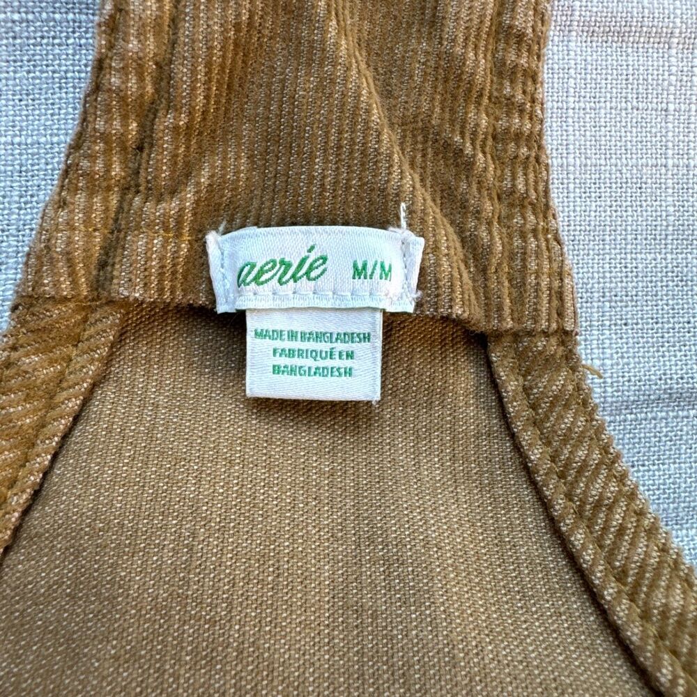 Aerie Women's Medium Brown Corduroy Overalls Adjustable Straps Fall Raw Hem - Picture 2 of 11